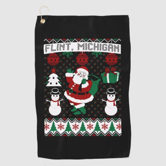 Kerst Lelijke trui Flint Michigan Golfhanddoek (Voorkant)
