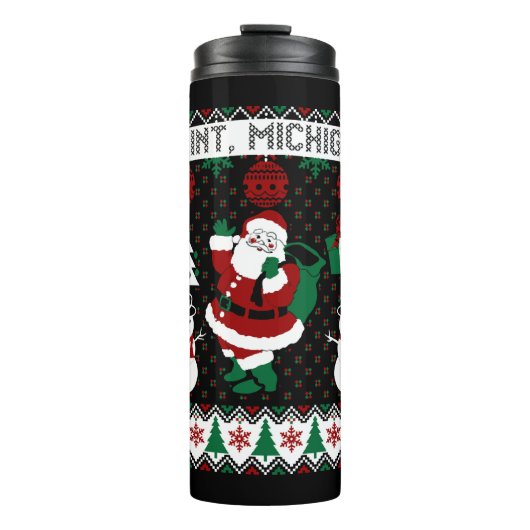 Kerst Lelijke trui Flint Michigan Thermosbeker (Voorkant)