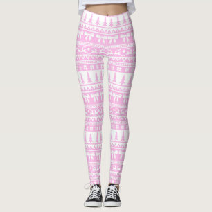 Kerst lelijke trui gebreid patroon in pastel roze leggings