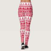 Kerst Lelijke Trui Gebreid Patroon in Rood & Wit Leggings (Achterkant)