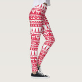 Kerst Lelijke Trui Gebreid Patroon in Rood & Wit Leggings (Rechts)