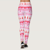 Kerst Lelijke Trui Gebreid Patroon in Roze & Rood Leggings (Achterkant)