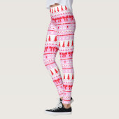 Kerst Lelijke Trui Gebreid Patroon in Roze & Rood Leggings (Links)