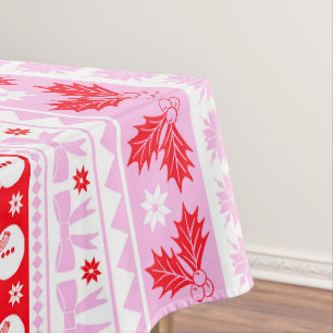 Kerst Lelijke Trui Gebreid Patroon in Roze & Rood Tafelkleed