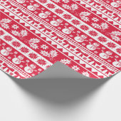 Kerst lelijke trui gebreid patroon rood en wit cadeaupapier (Hoek)