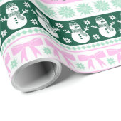 Kerst Lelijke Trui Gebreid Patroon Roze & Groen Cadeaupapier (Rol Hoek)