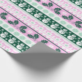 Kerst Lelijke Trui Gebreid Patroon Roze & Groen Cadeaupapier (Hoek)