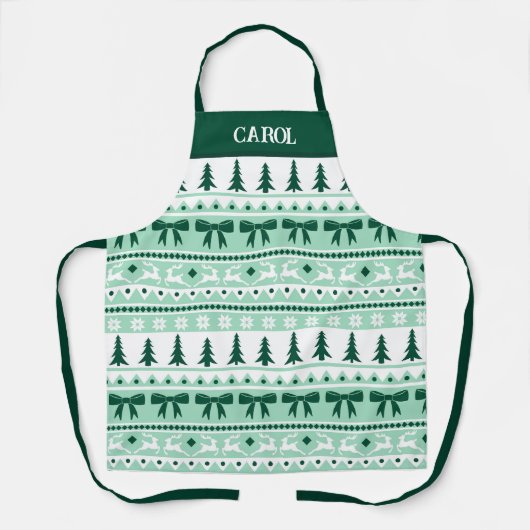 Kerst lelijke trui met naam Mint Green Schort (Voorkant)