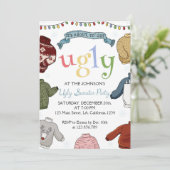 Kerst Lelijke trui Party uitnodiging (Staand voorkant)