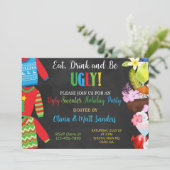 Kerst lelijke trui party uitnodiging. kaart (Staand voorkant)