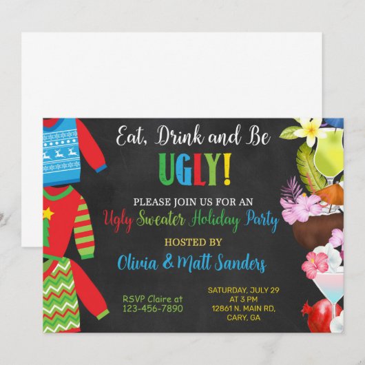 Kerst lelijke trui party uitnodiging. kaart (Voorkant / Achterkant)