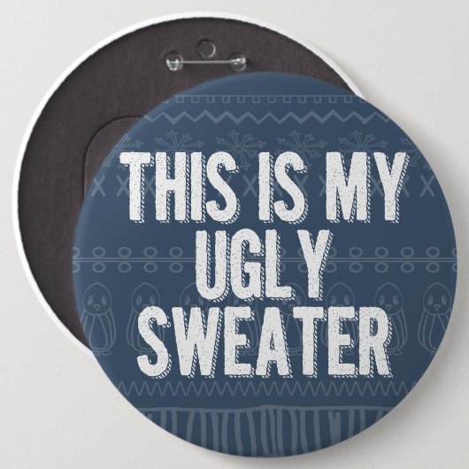 Kerst lelijke trui ronde button 6,0 cm (Voorkant /achterkant)