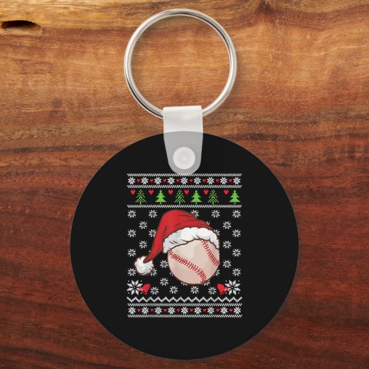 Kerst lelijke trui stijl honkbal Xmas Merry S Sleutelhanger (Voorkant)