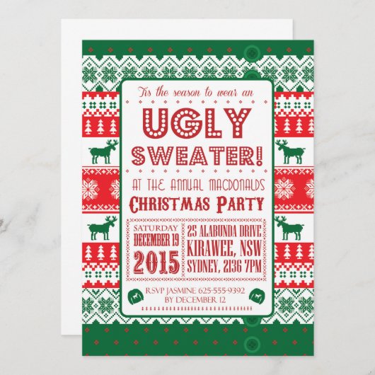 Kerst - Lelijke trui - Tacky - Uitnodiging (Voorkant / Achterkant)