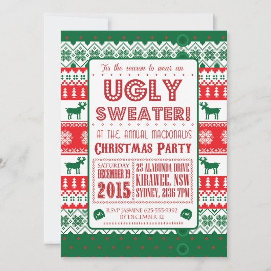 Kerst - Lelijke trui - Tacky - Uitnodiging (Voorkant)