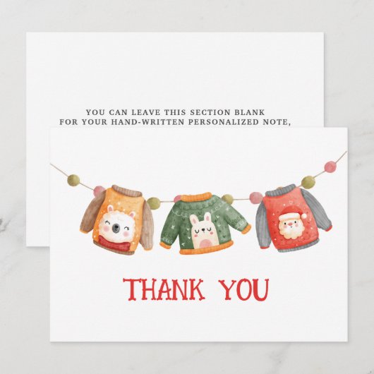 Kerst lelijke truien dank je kaart (Voorkant / Achterkant)