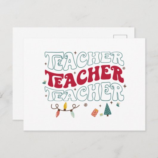 Kerst leraar briefkaart (Voorkant / Achterkant)