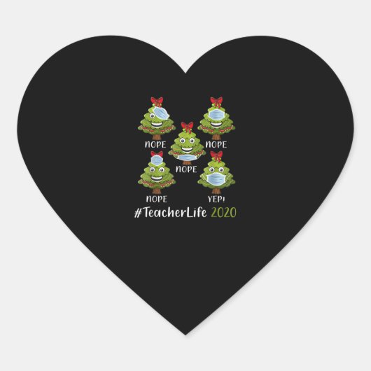 Kerst Leraar Leven 2020 Boom Dragen Masker Gift Hart Sticker (Voorkant)