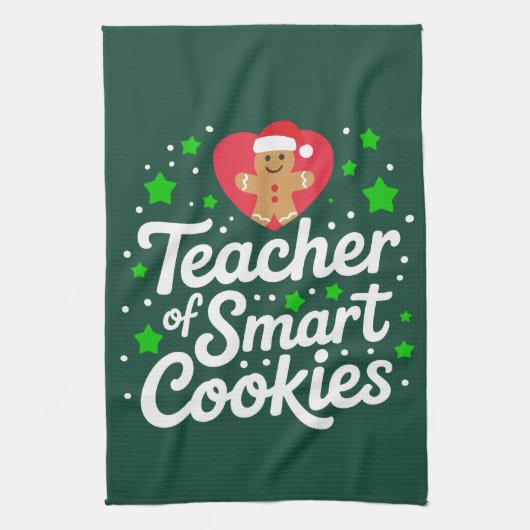 Kerst Leraar van Slimme Cookies Leraar Leven Theedoek (Verticaal)