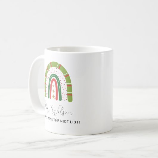Kerst leraren regenboog mooie lijst koffiemok (Voorkant links)