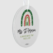 Kerst leraren regenboog mooie lijst ornament (voorkant)