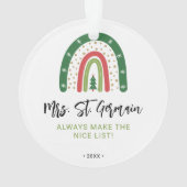 Kerst leraren regenboog mooie lijst ornament (achterkant)