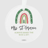 Kerst leraren regenboog mooie lijst ornament (voorkant)