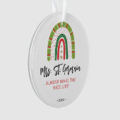 Kerst leraren regenboog mooie lijst ornament (voorkant)