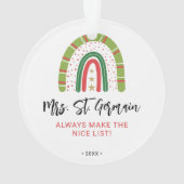 Kerst leraren regenboog mooie lijst ornament (achterkant)