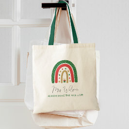 Kerst leraren regenboog mooie lijst tote bag