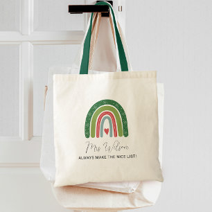 Kerst leraren regenboog mooie lijst tote bag