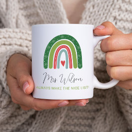 Kerst Leraren Regenboog Nice List Koffiemok