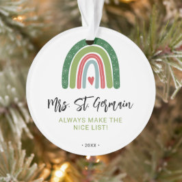 Kerst Leraren Regenboog Nice List Ornament
