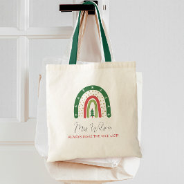Kerst Leraren Regenboog Nice List Tote Bag
