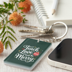 Kerst Leren Liefde & Wees vrolijk Grappig Leraar G Sleutelhanger
