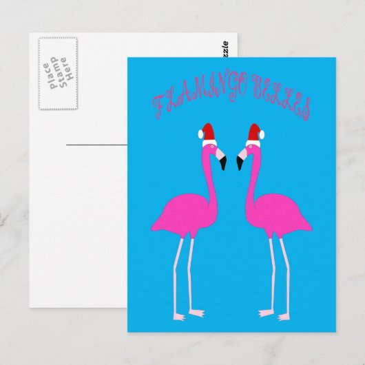 Kerst Lesbian Flamingos Flamingo Belles Briefkaart (Voorkant / Achterkant)