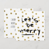 Kerst Let's Be Merry Gold Foil Stippen Pattern Feestdagenkaart (Voorkant / Achterkant)
