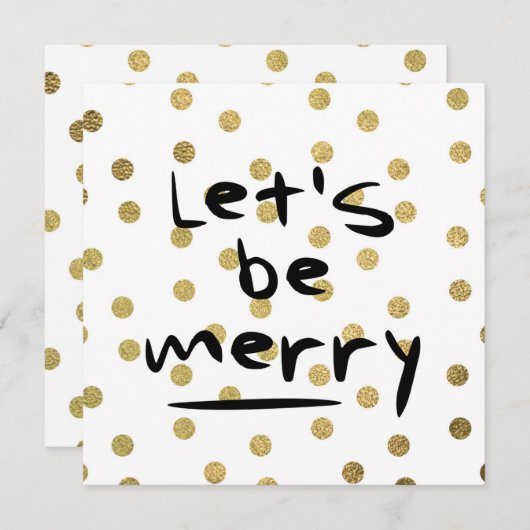 Kerst Let's Be Merry Gold Foil Stippen Pattern Feestdagenkaart (Voorkant / Achterkant)