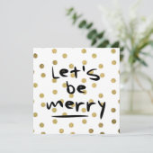 Kerst Let's Be Merry Gold Foil Stippen Pattern Feestdagenkaart (Staand voorkant)