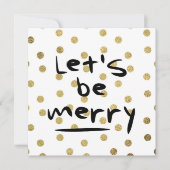 Kerst Let's Be Merry Gold Foil Stippen Pattern Feestdagenkaart (Voorkant)