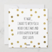 Kerst Let's Be Merry Gold Foil Stippen Pattern Feestdagenkaart (Achterkant)