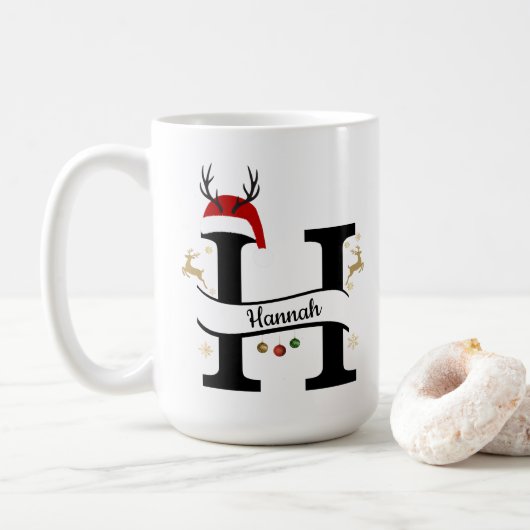 Kerst Letter H Alfabet Koffiemok (Met donut)