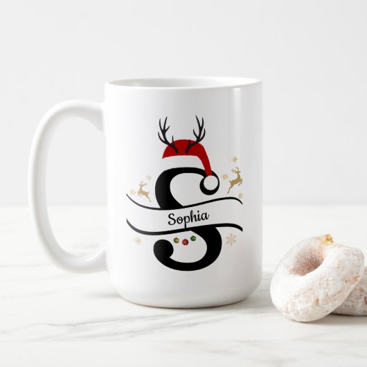 Kerst Letter S Alfabet Koffiemok (Met donut)
