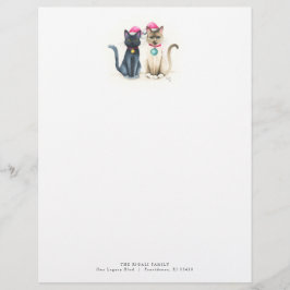 Kerst Letterhead Feestelijke Waterverf Katten Briefhoofd