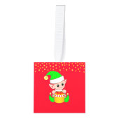 Kerst leuk elfje op rood & goud decoratie (Voorkant)