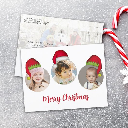 Kerst leuk kabouter elf grappig grillig 4 foto feestdagenkaart