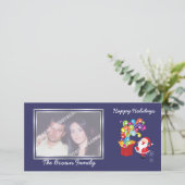 Kerst leuk Kerstman en cadeau doos fotokaart Feestdagenkaart (Staand voorkant)