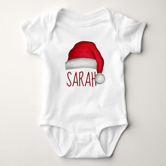 Kerst leuk Kerstman Rood Whimsical Grappige Hoed Romper (Voorkant)