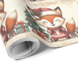 Kerst leuk kerstman vos cadeau doos cadeaupapier