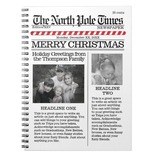 Kerst Leuk Krant Noorderpool Notitieboek (Voorkant)